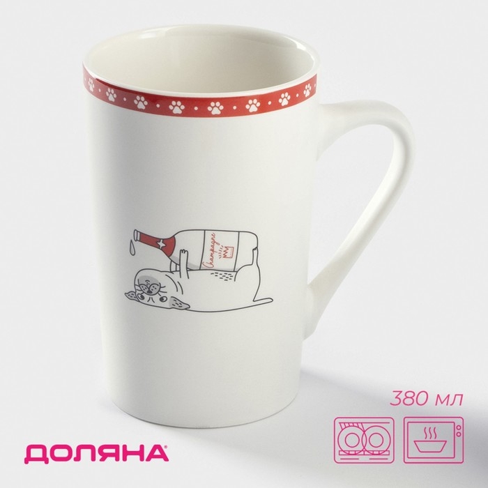 Кружка фарфоровая Доляна «Пятница», 380 мл, цвет белый Кружка фарфоровая Доляна «Пятница», 380 мл, цвет белый