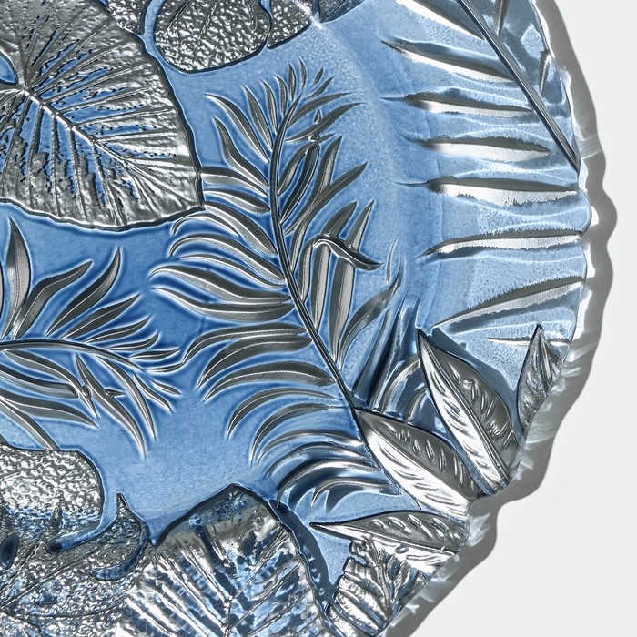 Тарелка стеклянная «Арабис», d=28 см, цвет голубой