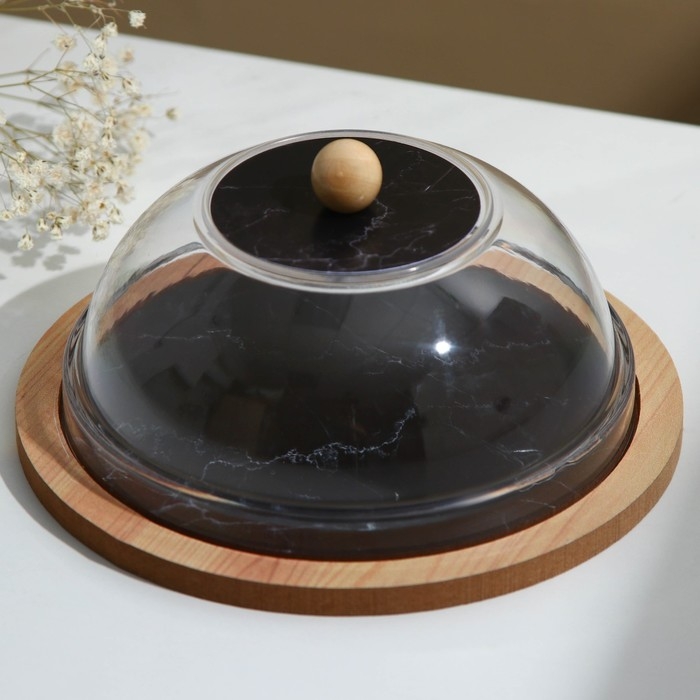 Блюдо с крышкой «Черный мрамор», 15 см Блюдо с крышкой «Черный мрамор», 15 см