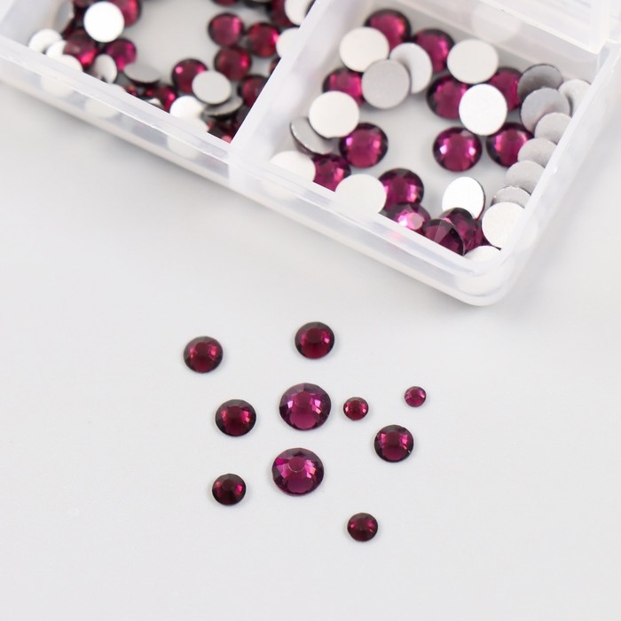 Декор для творчества стекло Декор для творчества стекло "Стразы. Тёмно-фиолетовый" d=2-4,8 мм н-р 1188 шт 6х8х1,5 см