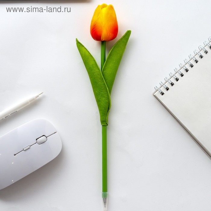 Ручка прикол шариковая синяя паста «Тюльпан» подарочная на 8 марта МИКС