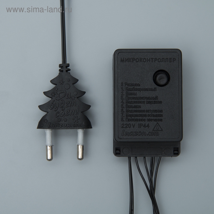 Гирлянда «Нить» 10 м, IP20, тёмная нить, 100 LED, свечение тёплое белое, 8 режимов, 220 В Гирлянда «Нить» 10 м, IP20, тёмная нить, 100 LED, свечение тёплое белое, 8 режимов, 220 В