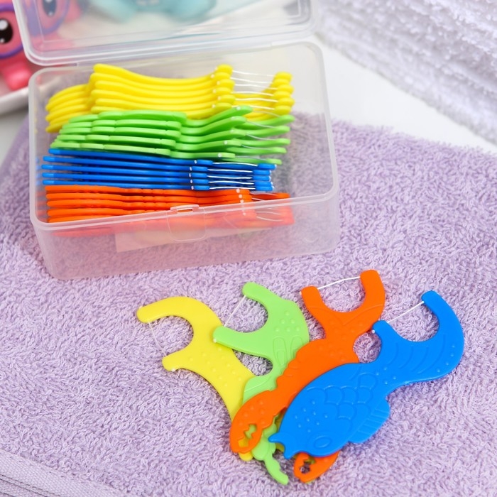 Зубные нити детские, невощеные, микс, набор 24 шт. Зубные нити детские, невощеные, микс, набор 24 шт.