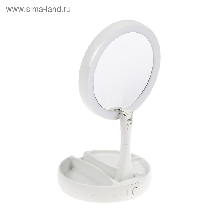 Зеркало Luazon KZ-09, подсветка, настольное, 30 × 16 × 16 см, увеличение х 10, USB, белое