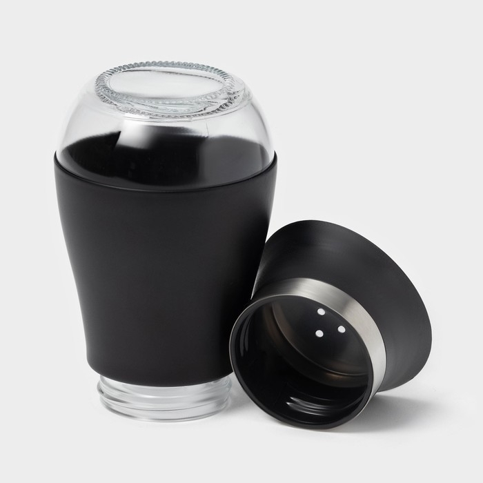 Солонка стеклянная &laquo;Сияние&raquo;, 5,5&times;5&times;11 см, цвет чёрный