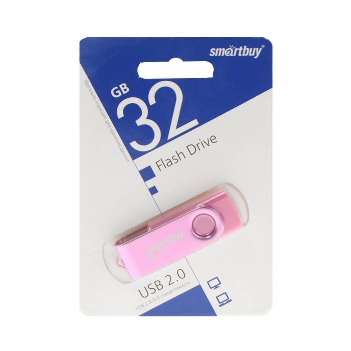Флешка Smartbuy Twist, 32 Гб, USB 2.0, чт до 25 Мб/с, зап до 15 Мб/с, розовая Флешка Smartbuy Twist, 32 Гб, USB 2.0, чт до 25 Мб/с, зап до 15 Мб/с, розовая