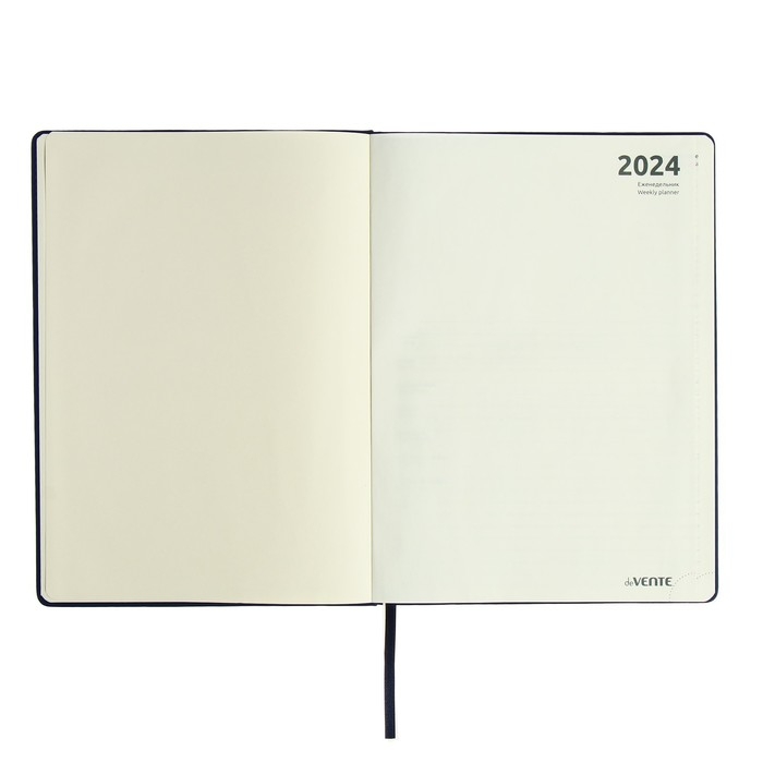 Еженедельник датированный 2024 года, A4, 64 листа, deVENTE.Emblem, твёрдая обложка из искусственной кожи с поролоном, ляссе, кремовый блок 70 г/м2, синий Еженедельник датированный 2024 года, A4, 64 листа, deVENTE.Emblem, твёрдая обложка из искусственной кожи с поролоном, ляссе, кремовый блок 70 г/м2, синий