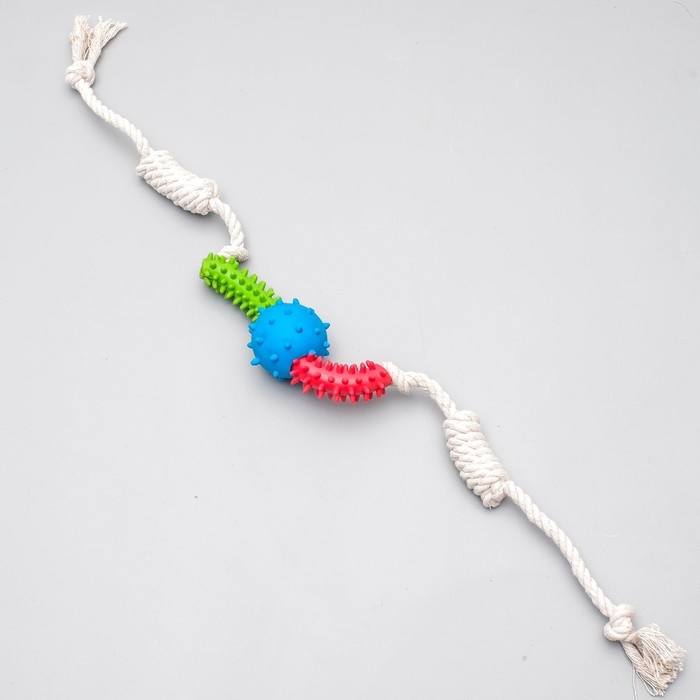 Игрушка канатная с жевательными элементами "Зубочистка", до 60 см, микс цветов