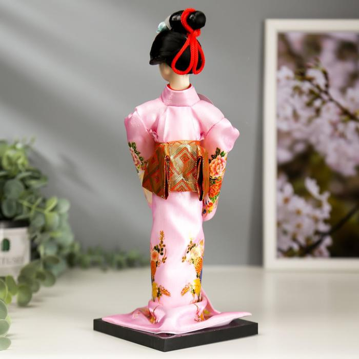 Кукла коллекционная  Кукла коллекционная "Японка в розовом кимоно с опахало" 25х9,5х9,5 см