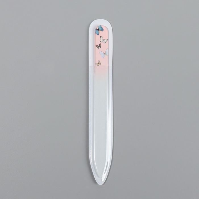 Пилка стеклянная для ногтей «Бабочки», 14 см, в чехле, цвет МИКС