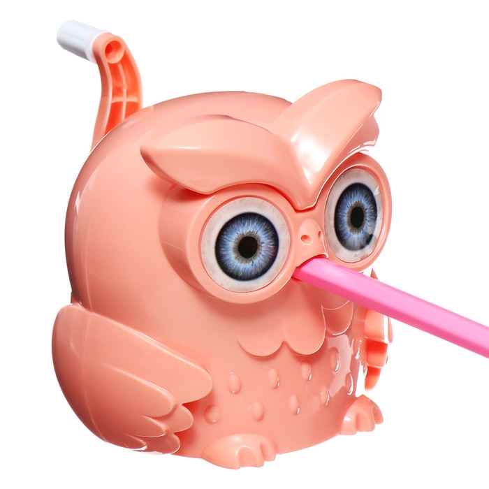 Точилка механическая с контейнером Сова Персиковая Точилка механическая с контейнером Сова Персиковая