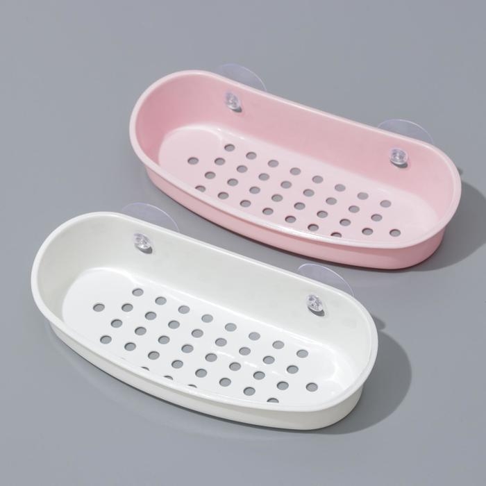 Держатель для ванных принадлежностей на присосках, 23×10×5 см, цвет МИКС Держатель для ванных принадлежностей на присосках, 23×10×5 см, цвет МИКС