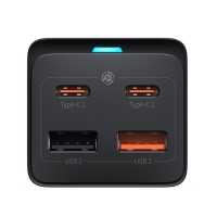 Зарядная станция Baseus PowerCombo, GAC+2U+2C 65W + Type-C-Type-C, PD, 65W, 1 м, чёрная