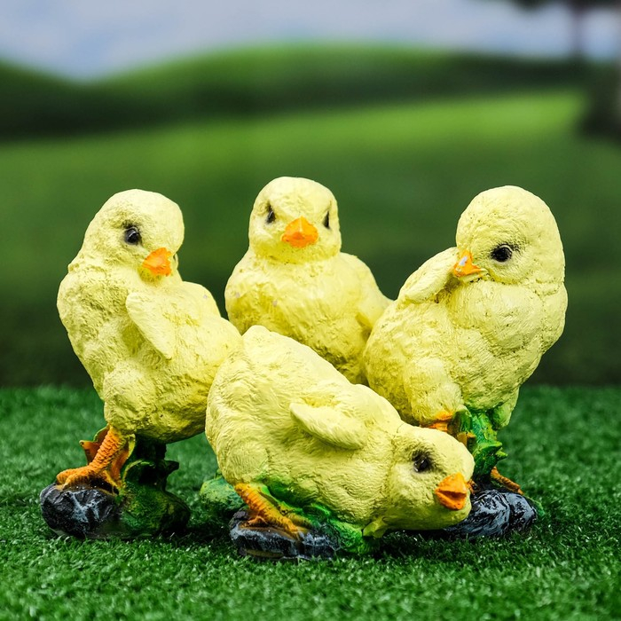 Садовая фигура  Садовая фигура "Цыплята" 15см, комплект из 4-х шт