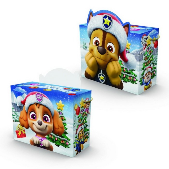 Пакет-коробка, новогодний  Пакет-коробка, новогодний "Твой подарочек"  40 x 31 x 18 см, Щенячий патруль