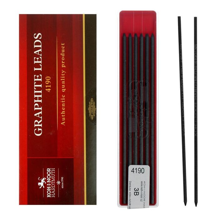 Грифели для цанговых карандашей 2.0 мм Koh-I-Noor 4190 3В, 12 штук Грифели для цанговых карандашей 2.0 мм Koh-I-Noor 4190 3В, 12 штук