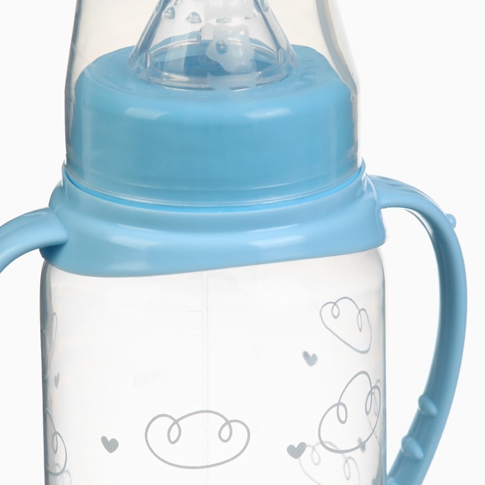 Бутылочка для кормления Бутылочка для кормления "Наш любимый сыночек" 250 мл цилиндр, с ручками, цвет голубой