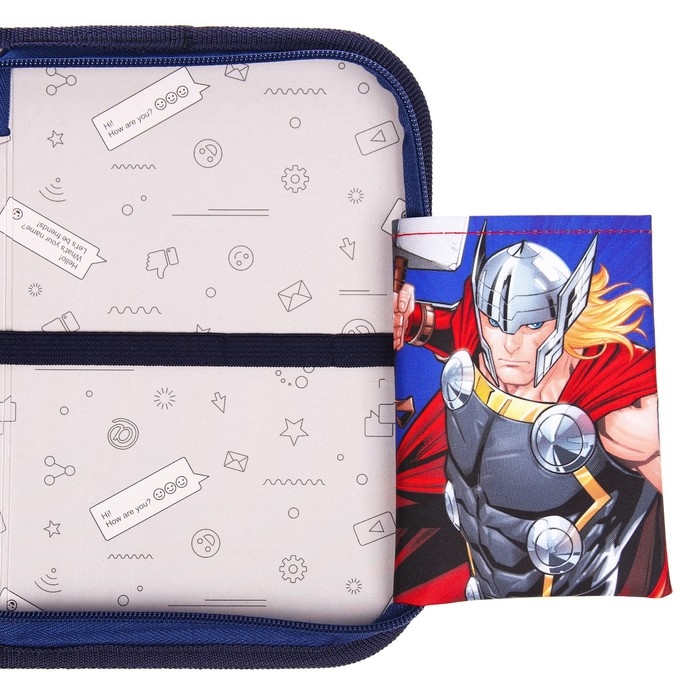 Пенал каркасный, 1 секция, 140х210х40 мм, откидной карман, тканевый, Мстители Пенал каркасный, 1 секция, 140х210х40 мм, откидной карман, тканевый, Мстители