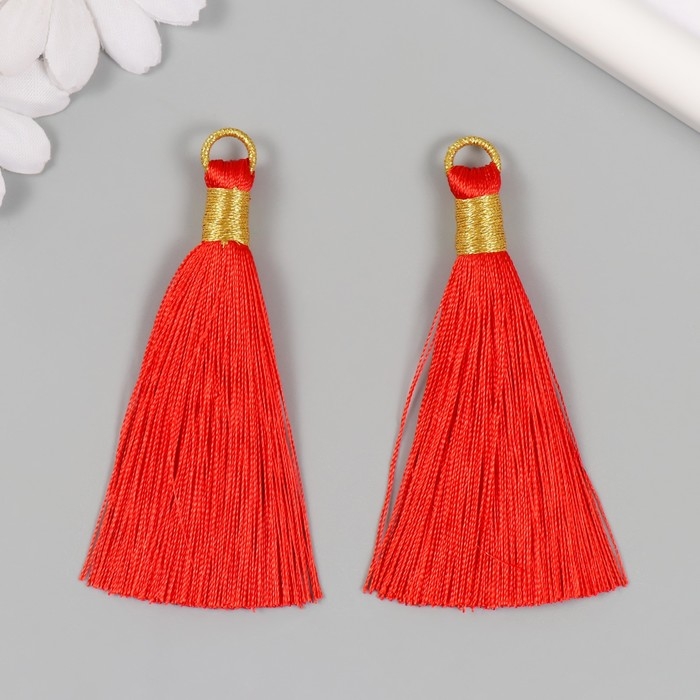 Декор для творчества текстиль Декор для творчества текстиль "Кисть. Оливия" красный набор 2 шт 8х1,2 см