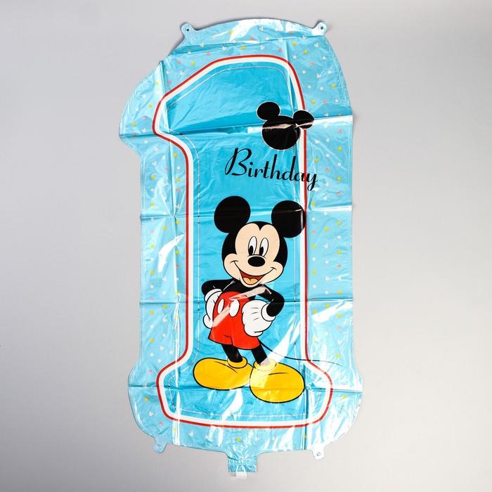 Букет из шаров фольгированных  Букет из шаров фольгированных "Happy Birthday", набор 5 шт, Микки Маус, 4 звезды, единичка