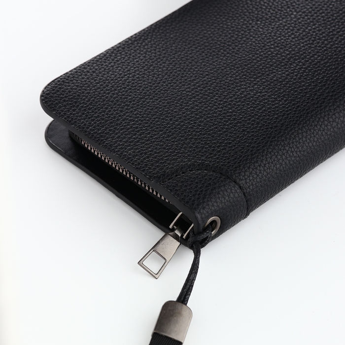 Портмоне мужское на молнии, отдел для карт, монет, цвет чёрный Портмоне мужское на молнии, отдел для карт, монет, цвет чёрный