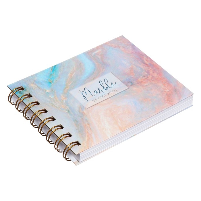 Скетчбук А6, 80 листов на гребне по короткой стороне Скетчбук А6, 80 листов на гребне по короткой стороне "Мрамор", твёрдая обложка, блок 100 г/м²