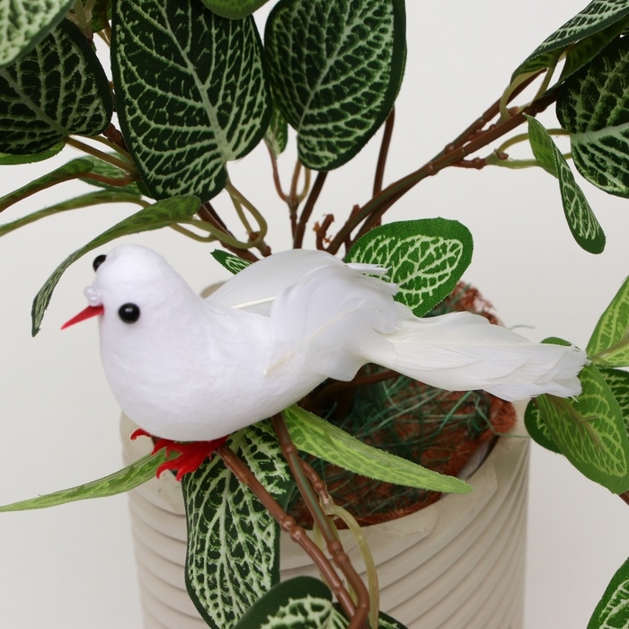 Птичка для декора и флористики, на прищепке, белая, пластиковая, 1шт., 8 х 8 см Птичка для декора и флористики, на прищепке, белая, пластиковая, 1шт., 8 х 8 см