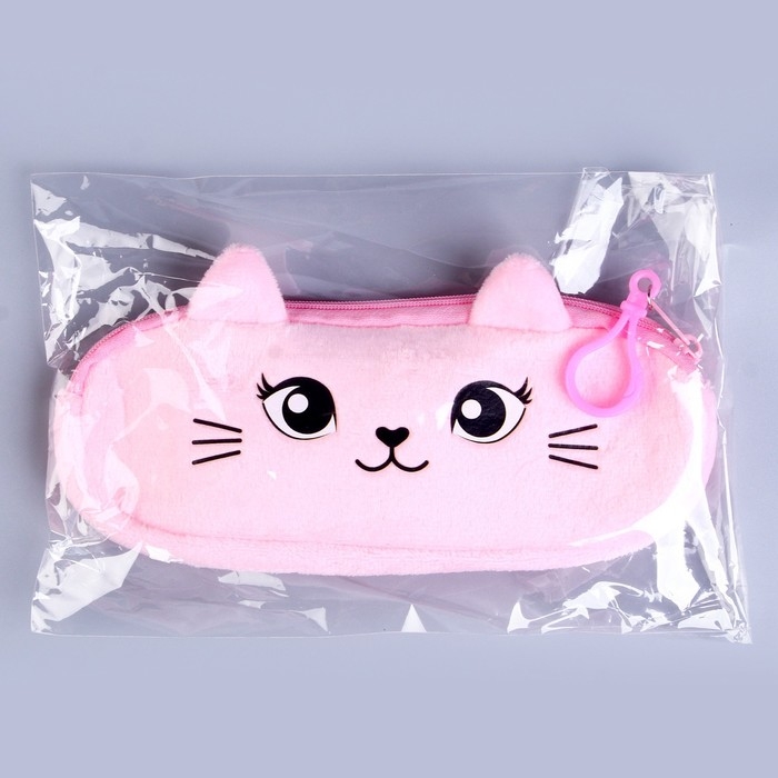 Пенал школьный «Кошечка», мягкий, 20×6.5 см, плюш, розовый Пенал школьный «Кошечка», мягкий, 20×6.5 см, плюш, розовый