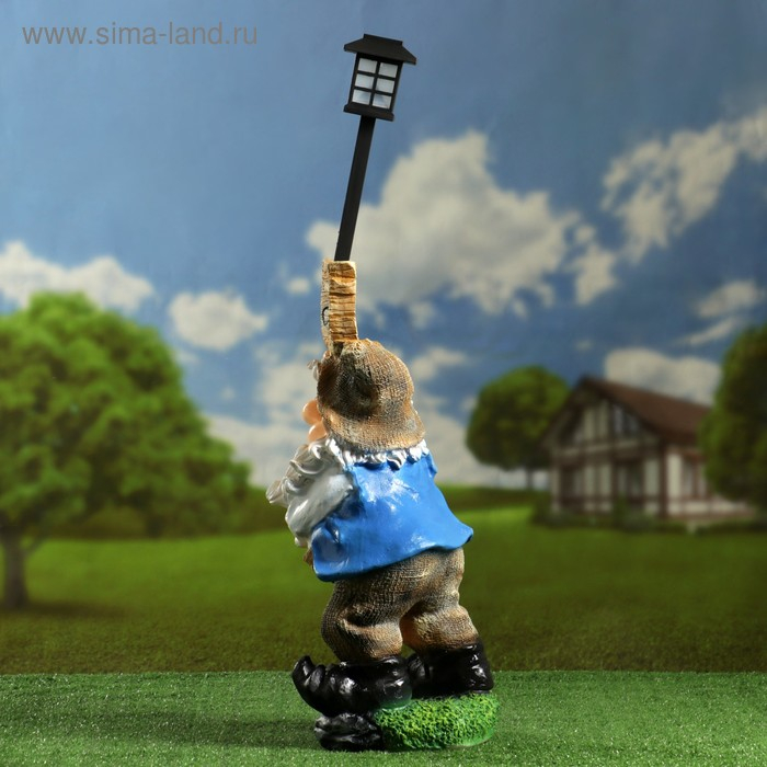 Садовый фонарь  Садовый фонарь "Гном "Привет" с фонарем" 57см