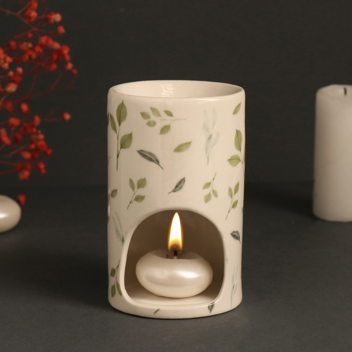 Аромалампа керамика Аромалампа керамика "Ясно. Веточки" белая 7,2х7,2х11,6 см