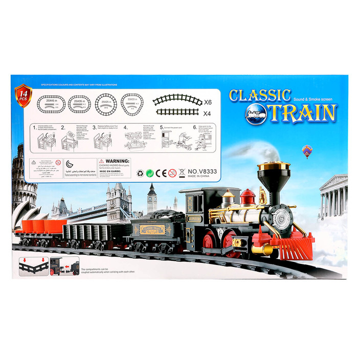 Железная дорога «Классический грузовой поезд», с дымовыми эффектами, протяжённость пути 270 см. Железная дорога «Классический грузовой поезд», с дымовыми эффектами, протяжённость пути 270 см.