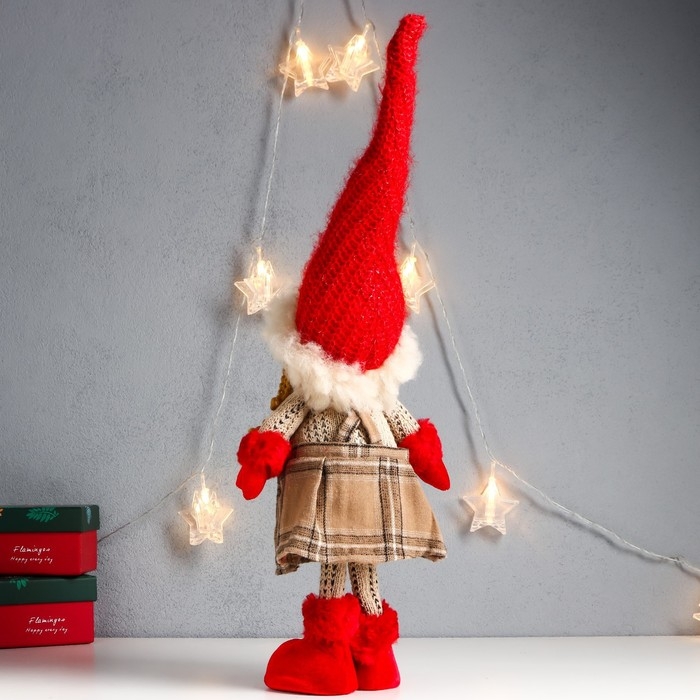 Кукла интерьерная Кукла интерьерная "Девочка в клетчатом сарафане с пуговками" 52х15х10 см