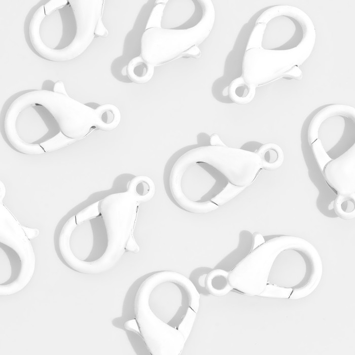 Замок-карабин, 14 мм (набор 10 шт.), цвет белый