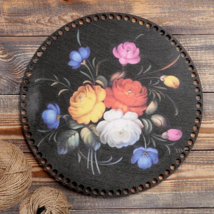 Заготовка для вязания Заготовка для вязания "Жостовская роспись №2", донышко фанера 3 мм, 30 см, d=9мм