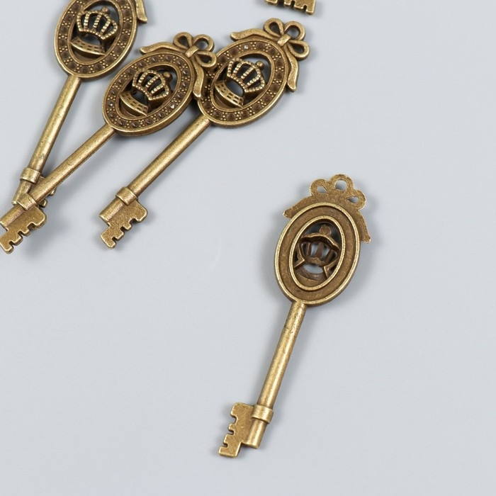Декор для творчества металл Декор для творчества металл "Ключик с короной" набор 5 шт бронза 1,6х5,7 см