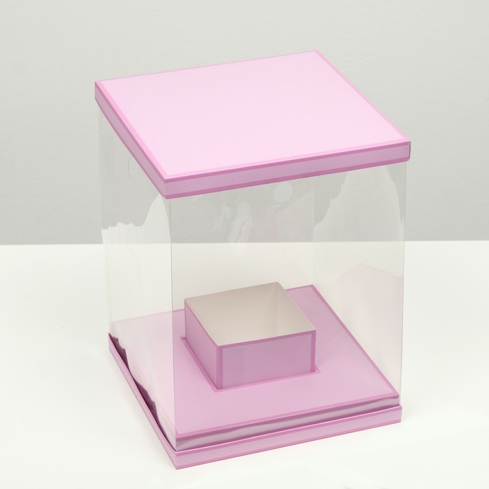 Коробка для цветов с вазой и PVC окнами складная, сиреневый, 23 х 30 х 23 см Коробка для цветов с вазой и PVC окнами складная, сиреневый, 23 х 30 х 23 см