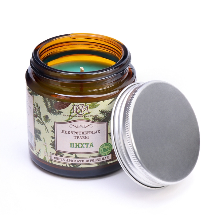 Свеча в банке ароматизированная  Свеча в банке ароматизированная "Пихта", время горения 15 ч