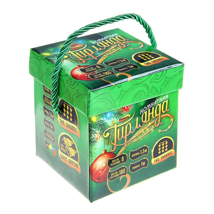 Гирлянда «Занавес» 1.5 × 1 м, IP20, прозрачная нить, 180 LED, свечение мульти, 8 режимов, 220 В Гирлянда «Занавес» 1.5 × 1 м, IP20, прозрачная нить, 180 LED, свечение мульти, 8 режимов, 220 В