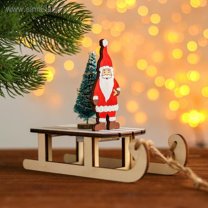 Новогодний декор с подсветкой «Дед мороз на санках» 2 круглые, 8х18х15,5 см Новогодний декор с подсветкой «Дед мороз на санках» 2 круглые, 8х18х15,5 см