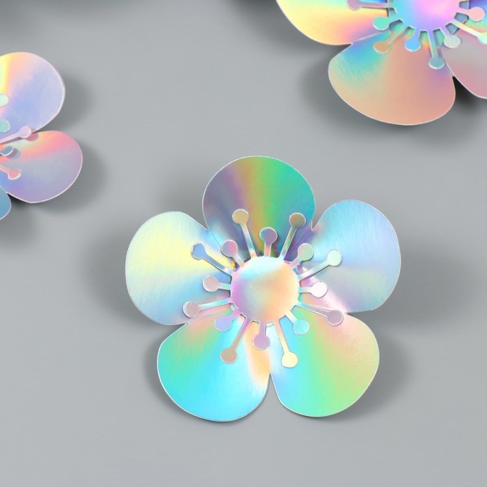 Наклейка бумага Наклейка бумага "Цветок. Серебристая голография" набор 6 шт 13х12,3х0,6 см