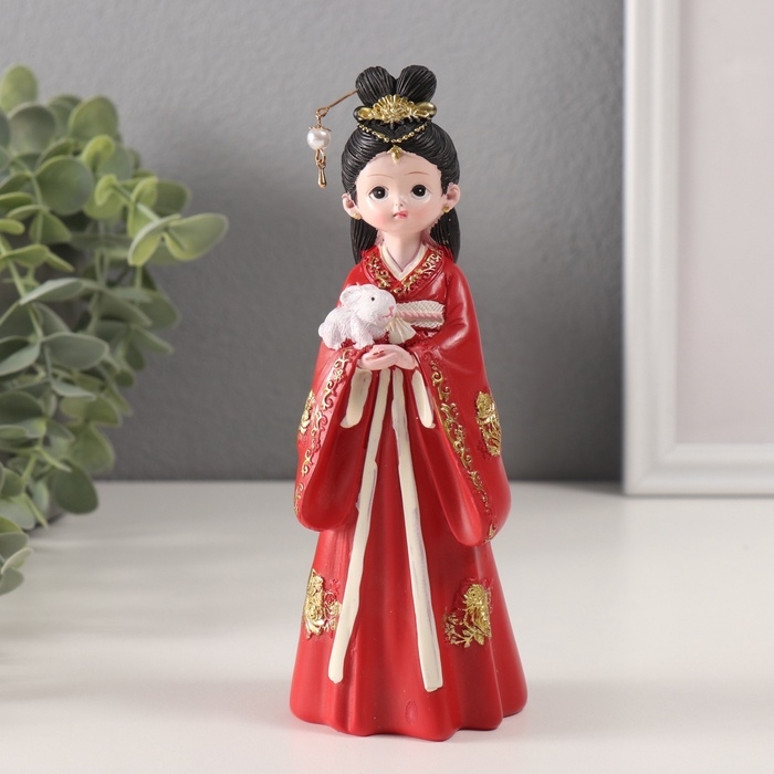 Сувенир полистоун  Сувенир полистоун "Девочка в кимоно" красный 5,2х6х18 см
