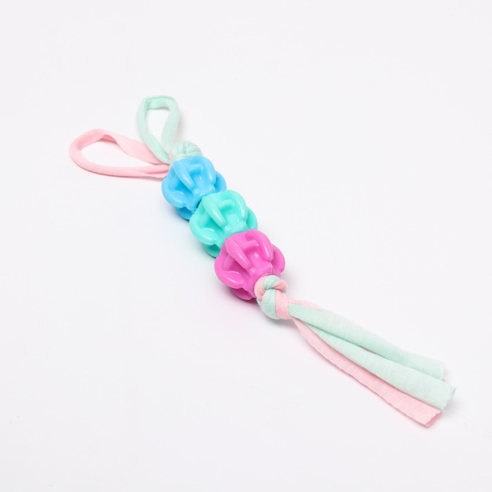 Игрушка из трёх бусин на верёвке Игрушка из трёх бусин на верёвке "Карамелька", 8,5 см, микс цветов