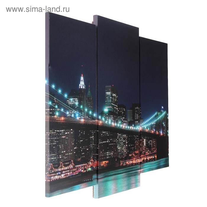 Модульная картина "Ночной мост"  (2-25х52; 1-30х60) 60х80 см