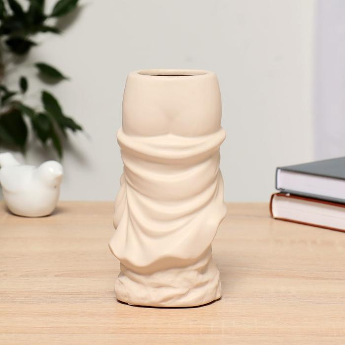 Ваза керамика Ваза керамика "Искушение" d-5х4 см 8х7,5х18 см V-0,5 л, бежевый