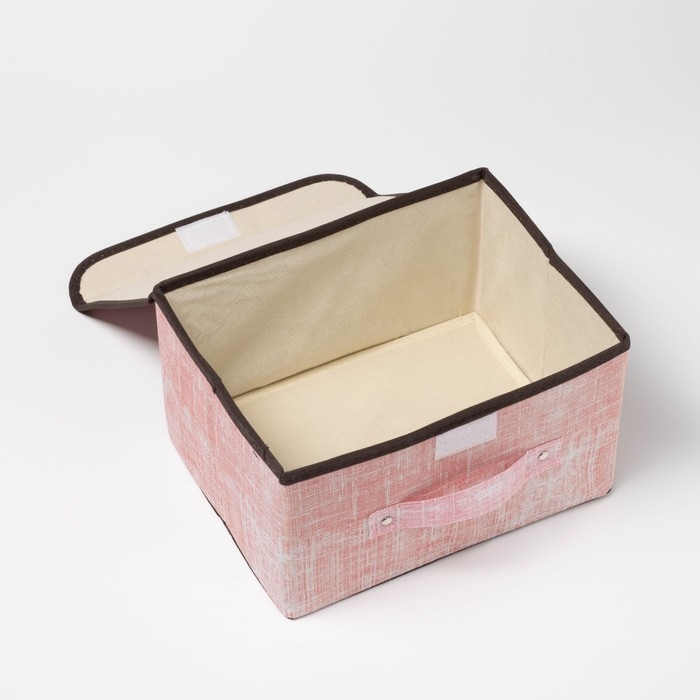 Короб стеллажный для хранения с крышкой «Ронда», 26×20,5×16 см, цвет розовый Короб стеллажный для хранения с крышкой «Ронда», 26×20,5×16 см, цвет розовый