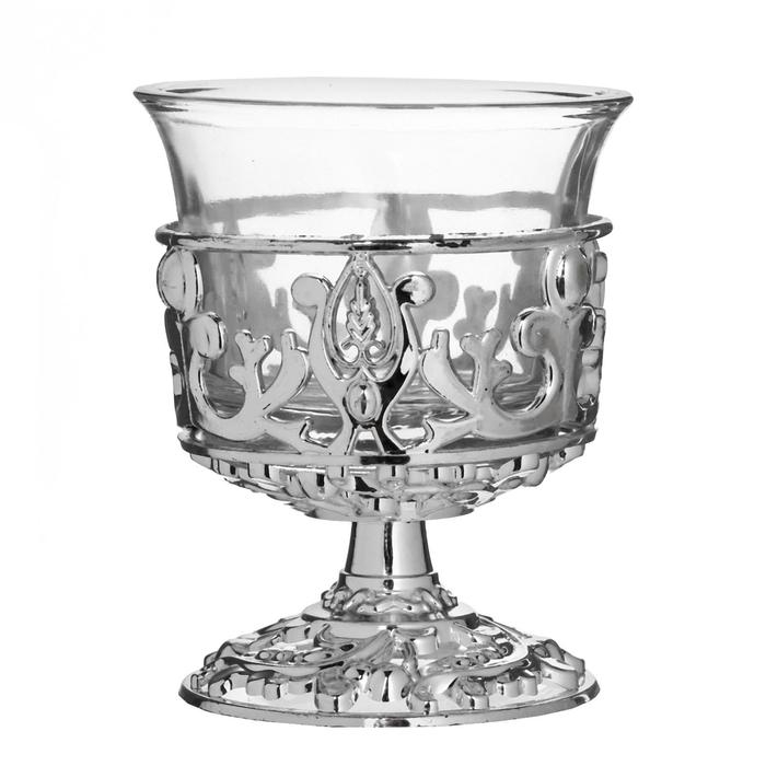 Подсвечник стекло, пластик на 1 свечу Подсвечник стекло, пластик на 1 свечу "Вьюнок" бокал на ножке серебро 7,5х6х6 см