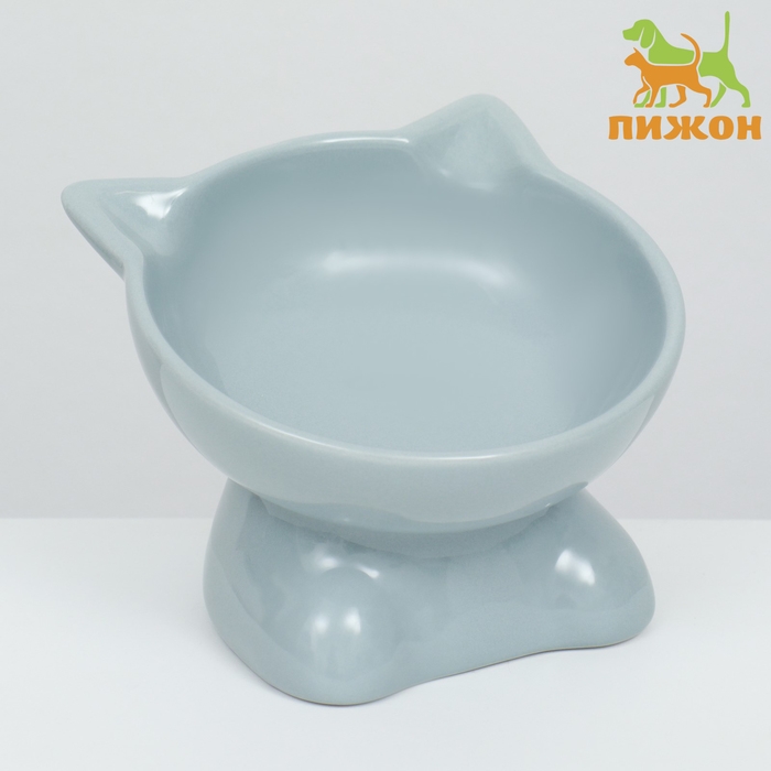 Миска керамическая  Миска керамическая "Киса" на подставке-лапках 200 мл  13 х 12 х 8 см, серая