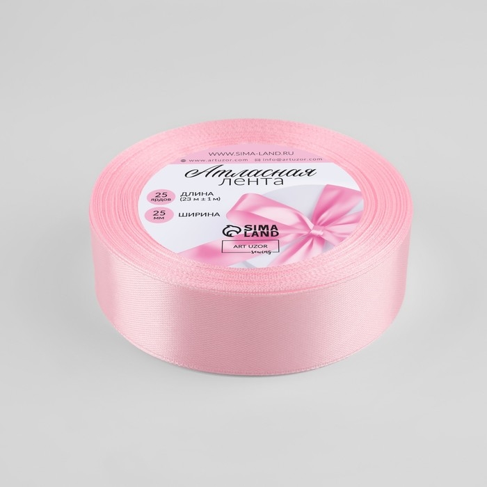 Лента атласная, 25 мм × 23 ± 1 м, цвет пастельно-розовый №43 Лента атласная, 25 мм × 23 ± 1 м, цвет пастельно-розовый №43