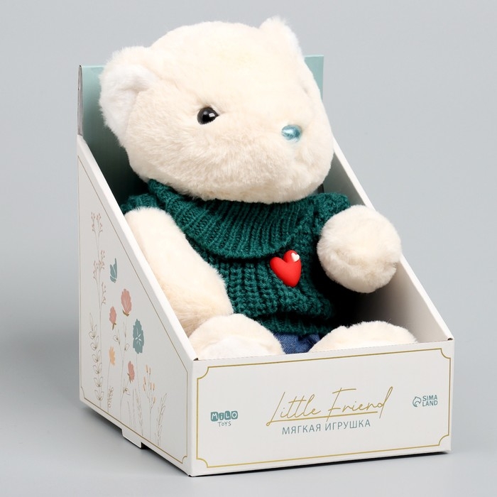 Мягкая игрушка Little Friend, мишка в зеленом свитере, 21 см Мягкая игрушка Little Friend, мишка в зеленом свитере, 21 см