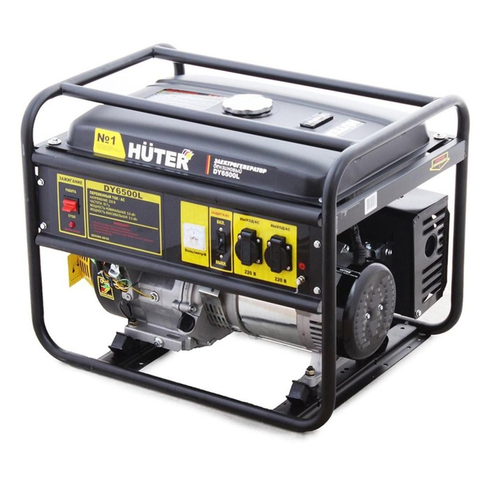 Генератор Huter DY6500L, бензин/газ, 4Т, 13 л.с., 5.5 кВт, выходы 2х220 В, 22 л Генератор Huter DY6500L, бензин/газ, 4Т, 13 л.с., 5.5 кВт, выходы 2х220 В, 22 л